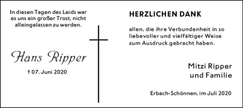 Traueranzeige von Hans Ripper von vrm-trauer