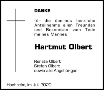 Traueranzeige von Hartmut Olbert von vrm-trauer
