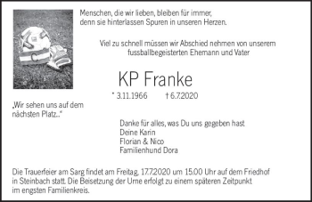 Traueranzeige von KP Franke von vrm-trauer
