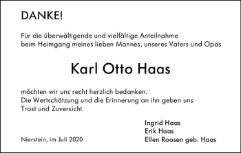Traueranzeige von Karl Otto Haas von vrm-trauer