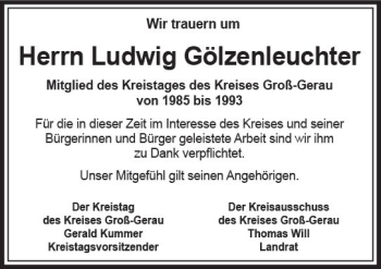 Traueranzeige von Ludwig Gölzenleuchter von vrm-trauer