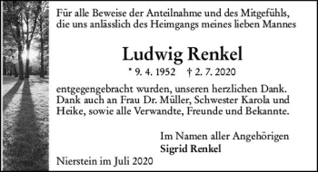 Traueranzeige von Ludwig Renkel von vrm-trauer