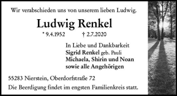 Traueranzeige von Ludwig Renkel von vrm-trauer