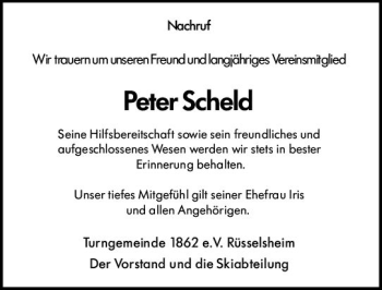 Traueranzeige von Peter Scheld von vrm-trauer