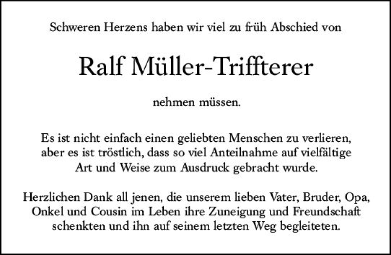  Traueranzeige für Ralf Müller-Triffterer vom 16.07.2020 aus vrm-trauer
