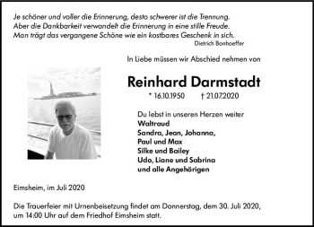 Traueranzeige von Reinhard Darmstadt von vrm-trauer