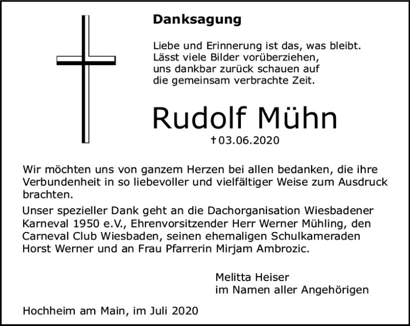  Traueranzeige für Rudolf Mühn vom 04.07.2020 aus vrm-trauer
