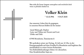 Traueranzeige von Volker Klein von vrm-trauer
