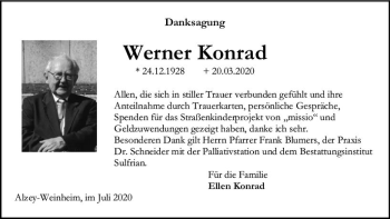 Traueranzeige von Werner Konrad von vrm-trauer