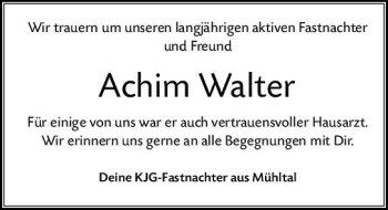 Traueranzeige von Achim Walter von vrm-trauer