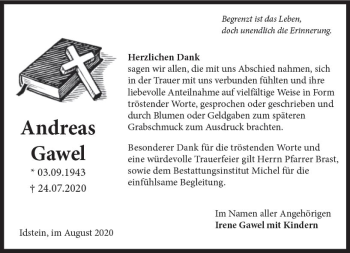 Traueranzeige von Andreas Gawel von vrm-trauer