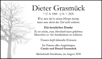 Traueranzeige von Dieter Grasmück von vrm-trauer