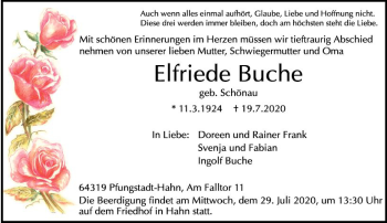 Traueranzeige von Elfriede Buche von vrm-trauer