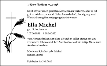 Traueranzeige von Ella Michel von vrm-trauer