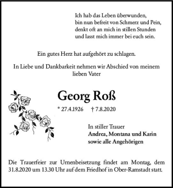 Traueranzeige von Georg Roß von vrm-trauer