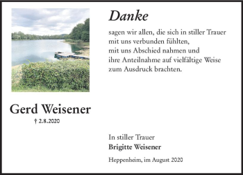 Traueranzeige von Gerd Weisener von vrm-trauer
