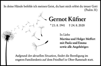 Traueranzeige von Gernot Küfner von vrm-trauer