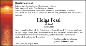 Traueranzeige von Helga Fessl von vrm-trauer