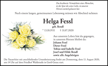 Traueranzeige von Helga Fessl von vrm-trauer