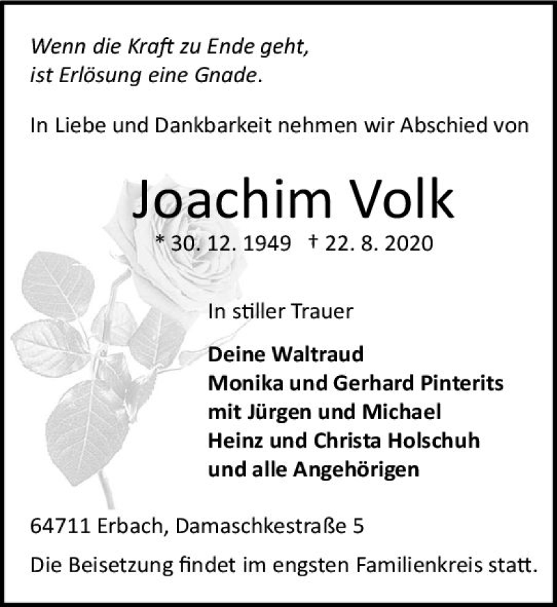  Traueranzeige für Joachim Volk vom 29.08.2020 aus vrm-trauer