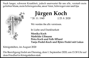 Traueranzeige von Jürgen Koch von vrm-trauer