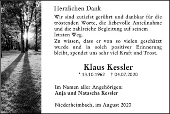 Traueranzeige von Klaus Kessler von vrm-trauer