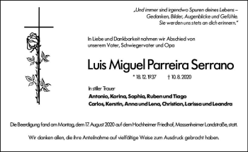 Traueranzeige von Luis Miguel Parreira Serrano von vrm-trauer