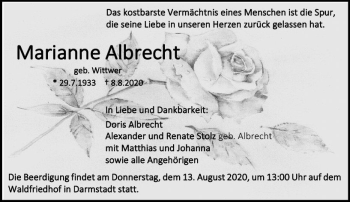 Traueranzeige von Marianne Albrecht von vrm-trauer