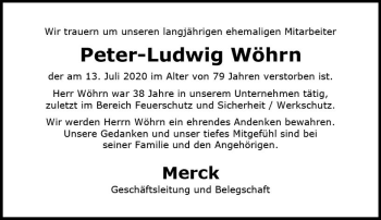 Traueranzeige von Peter-Ludwig Wöhrn von vrm-trauer
