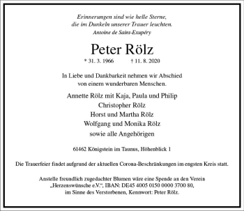 Traueranzeige von Peter Rölz von vrm-trauer