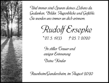 Traueranzeige von Rudolf Ersepke von vrm-trauer