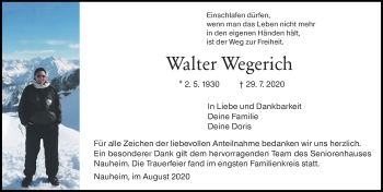 Traueranzeige von Walter Wegerich von vrm-trauer