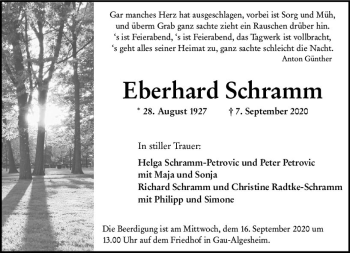 Traueranzeige von Eberhard Schramm von vrm-trauer