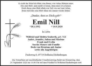 Traueranzeige von Emil Nill von vrm-trauer