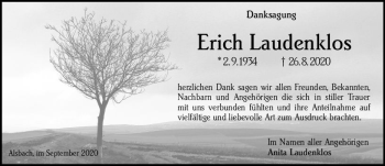 Traueranzeige von Erich Laudenklos von vrm-trauer