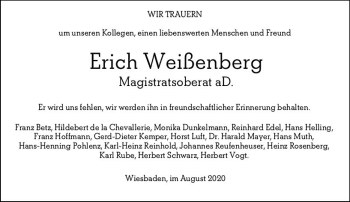 Traueranzeige von Erich Weißenberg von vrm-trauer