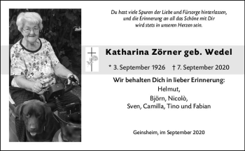 Traueranzeige von Katharina Zörner von vrm-trauer