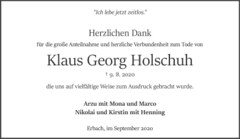 Traueranzeige von Klaus Georg Holschuh von vrm-trauer