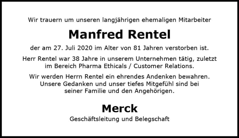  Traueranzeige für Manfred Rentel vom 09.09.2020 aus vrm-trauer