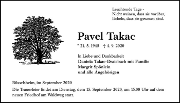 Traueranzeige von Pavel Takac von vrm-trauer