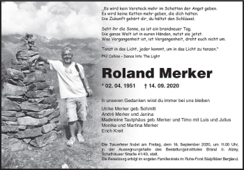 Traueranzeige von Roland Merker von vrm-trauer