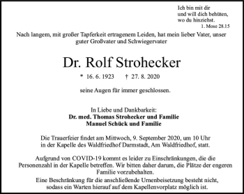 Traueranzeige von Rolf Strohecker von vrm-trauer