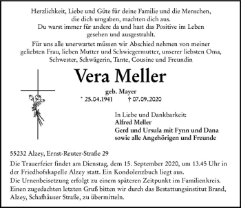 Traueranzeige von Vera Meller von vrm-trauer