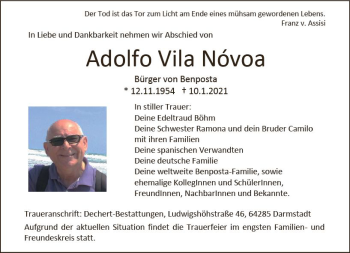 Traueranzeige von Adolfo Vila Nóvoa von vrm-trauer