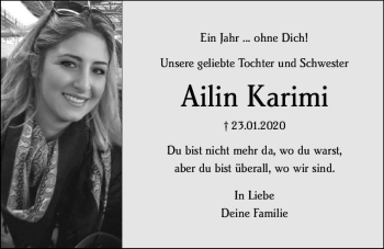 Traueranzeige von Ailin Karimi von vrm-trauer