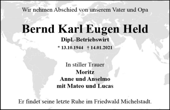Traueranzeige von Bernd Karl Eugen Held von vrm-trauer