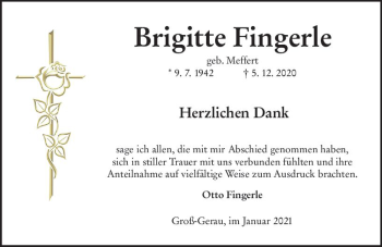 Traueranzeige von Brigitte Fingerle von vrm-trauer