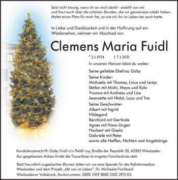 Traueranzeige von Clemens Maria Fuidl von vrm-trauer