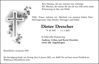 Traueranzeige von Dieter Drescher von vrm-trauer