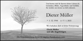 Traueranzeige von Dieter Müller von vrm-trauer